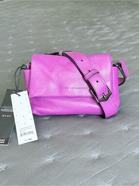 Aimee Kestenberg Vibrant Little Purple Pebbled Leather Crossbody Bag Purse